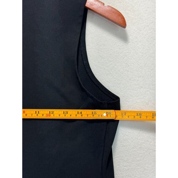 Plan C x RTR Knit Poplin Two Tone Pleated Midi Dress Sleeveless Black Beige Sz 8 - Picture 7 of 12